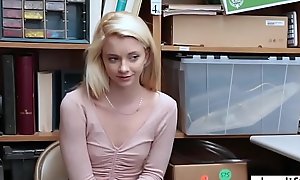 Pretty blonde teen ensnared by a cop and banged hard