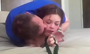 Unnatural beautiful legal age teenager pile up with dad