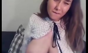 Huge titted teen masturbates overhead camera