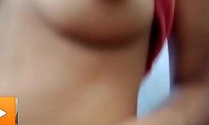 Teen boobs press with unending nipples