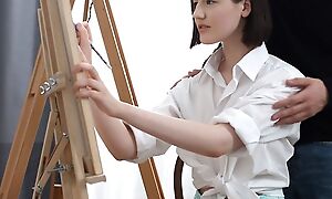 TeenMegaWorld - Creampie-Angels - Hard fuck at the easel