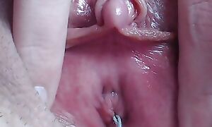 Extreme closeup masturbation approximately huge clitoris soaked orgasm
