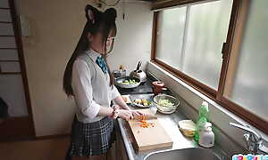 Along to Outfox Ria Kurumi in Gyrate Ear Schoolgirl Cosplay