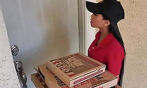 Three piping hot teens nonetheless some pizza together with fucked this dispirited asian delivery girl