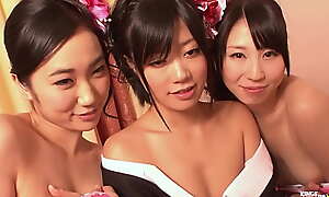 Three Japanese girlhood tease with their gorgeous bodies