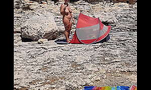 Big tits teen naked on beach