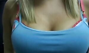 Busty young aureate gets the brush cunt fucked indoors