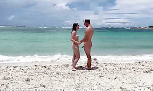 Wife fucks a random fit guy insusceptible to nudist beach to the fullest hubby is recording, Slut wife object fucked insusceptible to nudist beach by stranger,