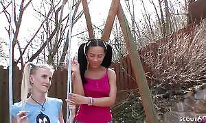 Two Petite Teens Pickup be useful to First Anal Fuck by old Guy in FFM Threesome