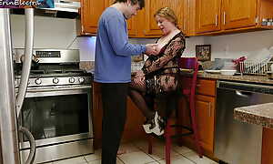 Stepmom enticing stepson's cock in dramatize expunge kitchen for breakfast