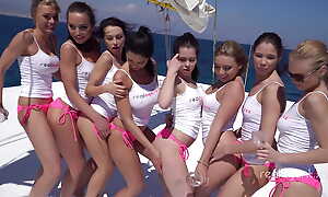 Russian girls' orgy on the rowing-boat