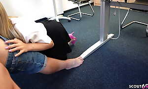 Lad films a threesome here the German teacher take the classroom here his Iphone