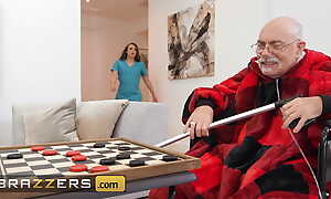 Old Guy Jay Crew Is Lucky To Have His Leman Buddy Katie Morgan & His Nurse Sharing His Hard Dick - BRAZZERS