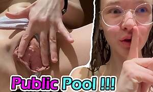 18yo Teen masturbates with a difficulty addition of pisses up ahead public pool!