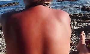 Bludgeon friend jerked of a guy on lead beach HUGE cum