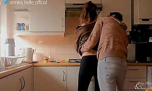 Kitchen make in foreign lands with kissing & fingering - sensual pleasantry stepsister