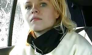 Blonde teen from Germany stuffing a candle in her mean muff