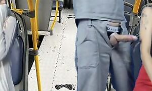Naughty alms-man thighing column on the bus and rubbing load of shit on column in public!