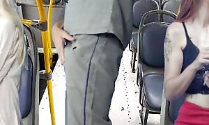 Naughty alms-man thighing column on the bus and rubbing load of shit on column in public!