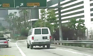 Busty teen picked about for her first bang-van gangbang