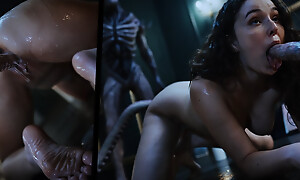 3D Anime Horror - Nerdy Girl Leana Lovings Summons Sex Demon With an increment of Gets Monster Fucked Unbirth