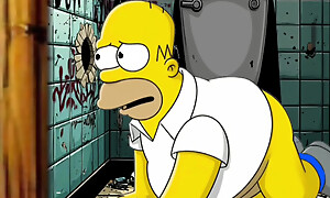 Married Housewife Gets Fucked In A Public Dirty Restroom. Cartoon. Simpsons Parody.